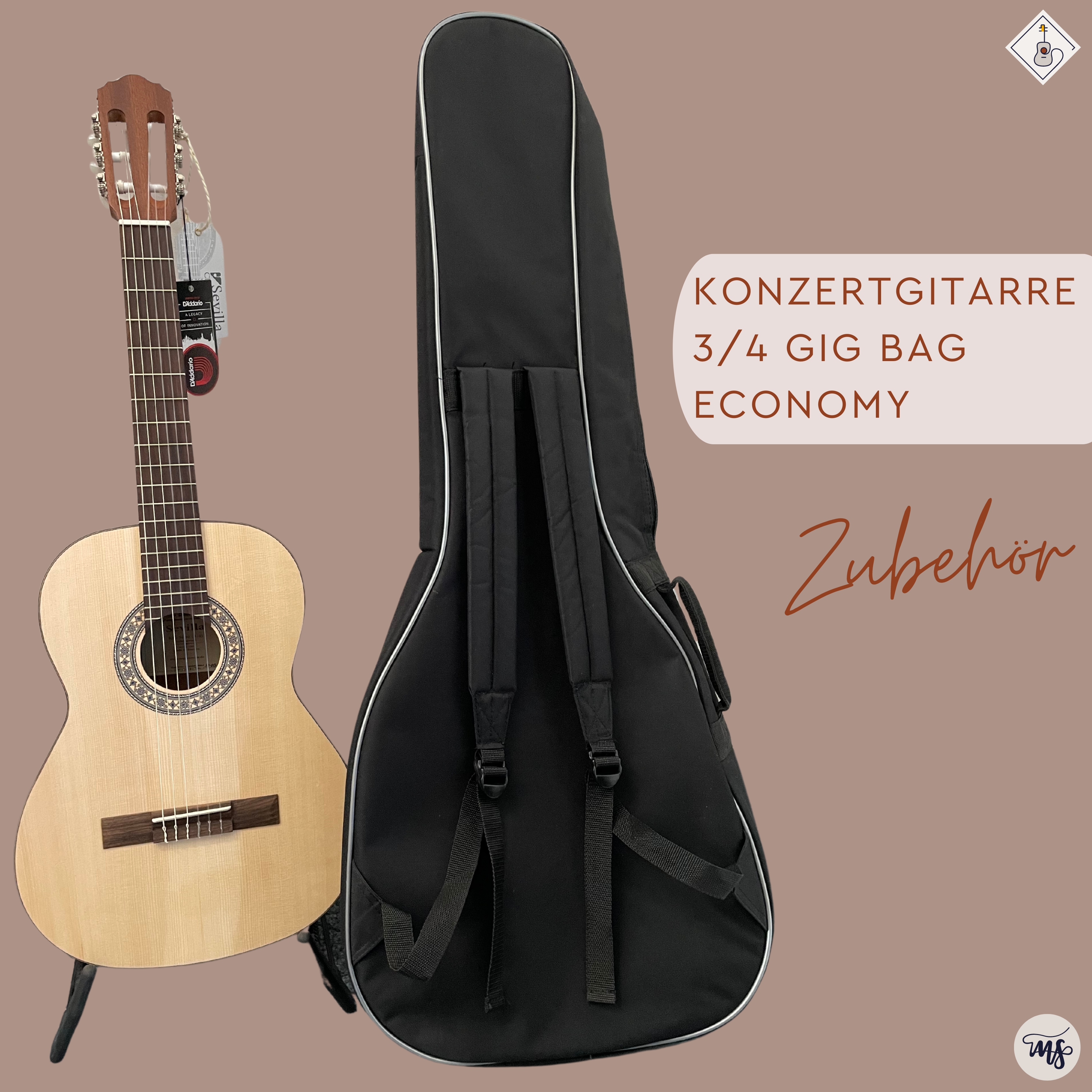 Konzertgitarre 3-4 Gig bag Economy 2