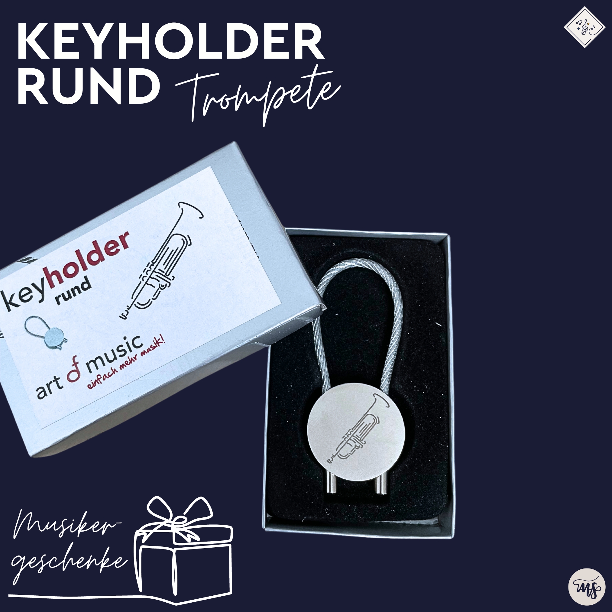 Musikergeschenke-Keyholder-Art of music-Trompete
